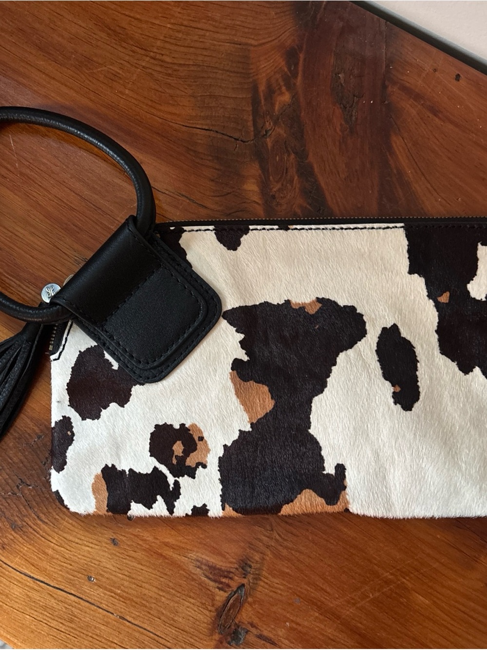 HOBO Cowhide-Pattern Wristlet Clutch SABLE